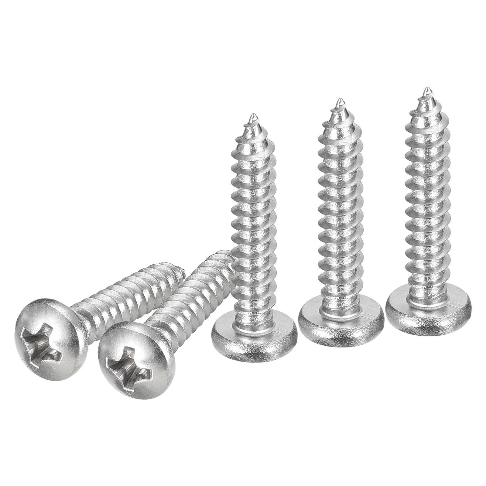 DTGN #8x7/8" Phillips Pan Head Self-tapping Screw - 100Pack - Bright Finish 304 Stainless Steel Sheet Metal Screws Wood Screws — image 1