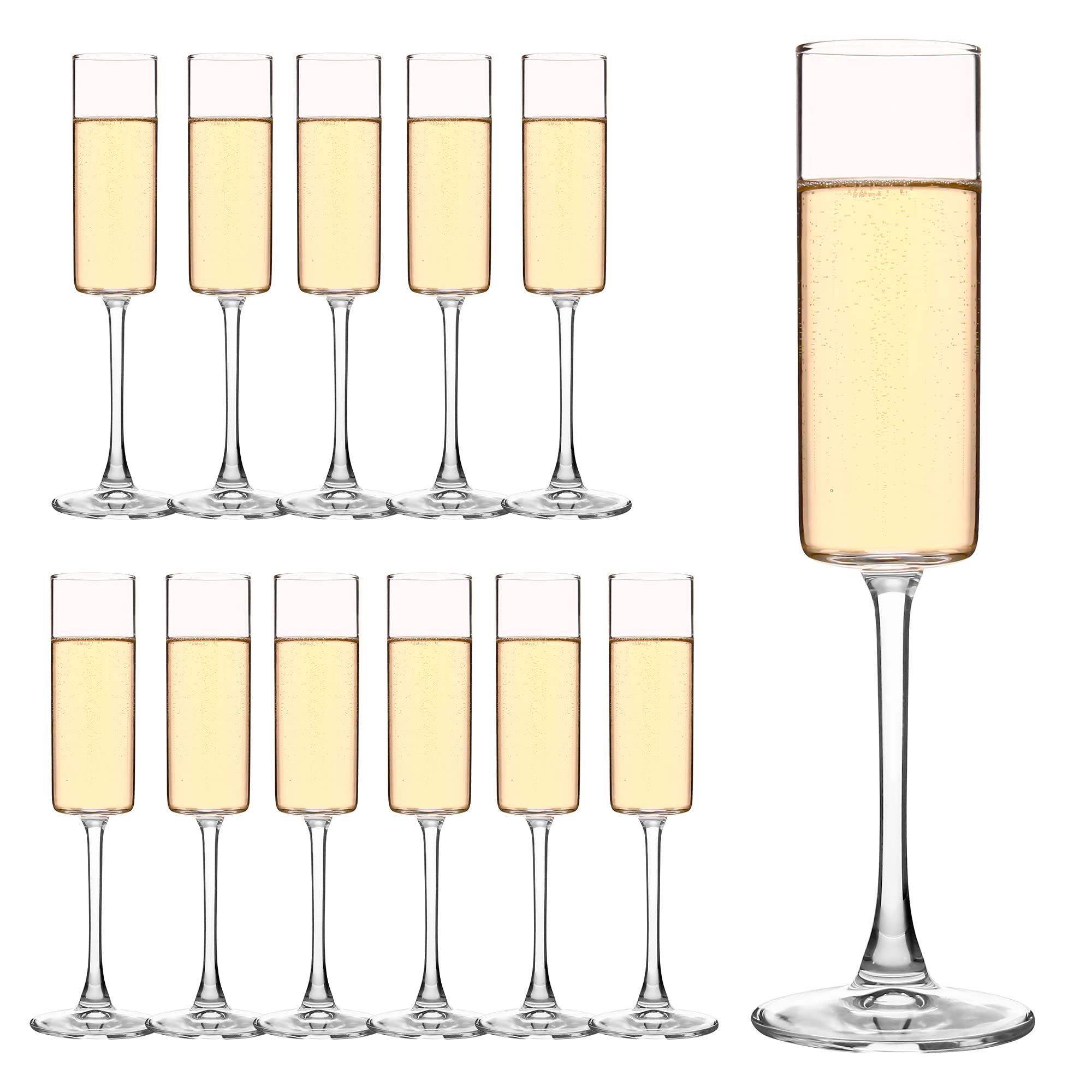 Photo 1 of YARYOUNG Set of 12 Square Champagne Glasses, 6 oz Capacity, Premium Crystal Clear Glass
