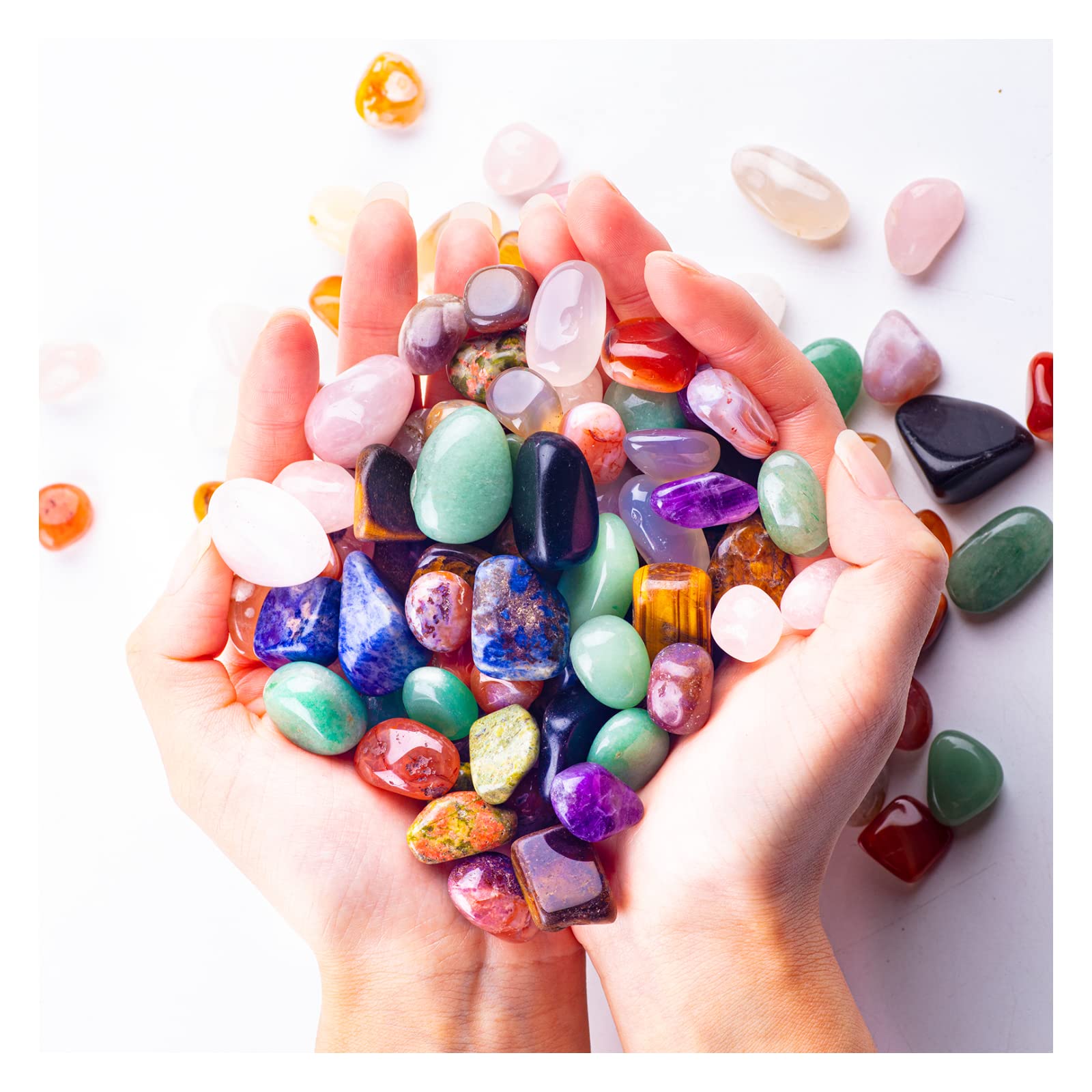 Photo 1 of UU UNIHOM 3lbs Tumbled Crystals Bulk Polished Rocks Stones Healing Crystals and Stones for Tumbling Assorted Gemstone for Jewelry Making Healing Meditation Spiritual and Decor 15MM