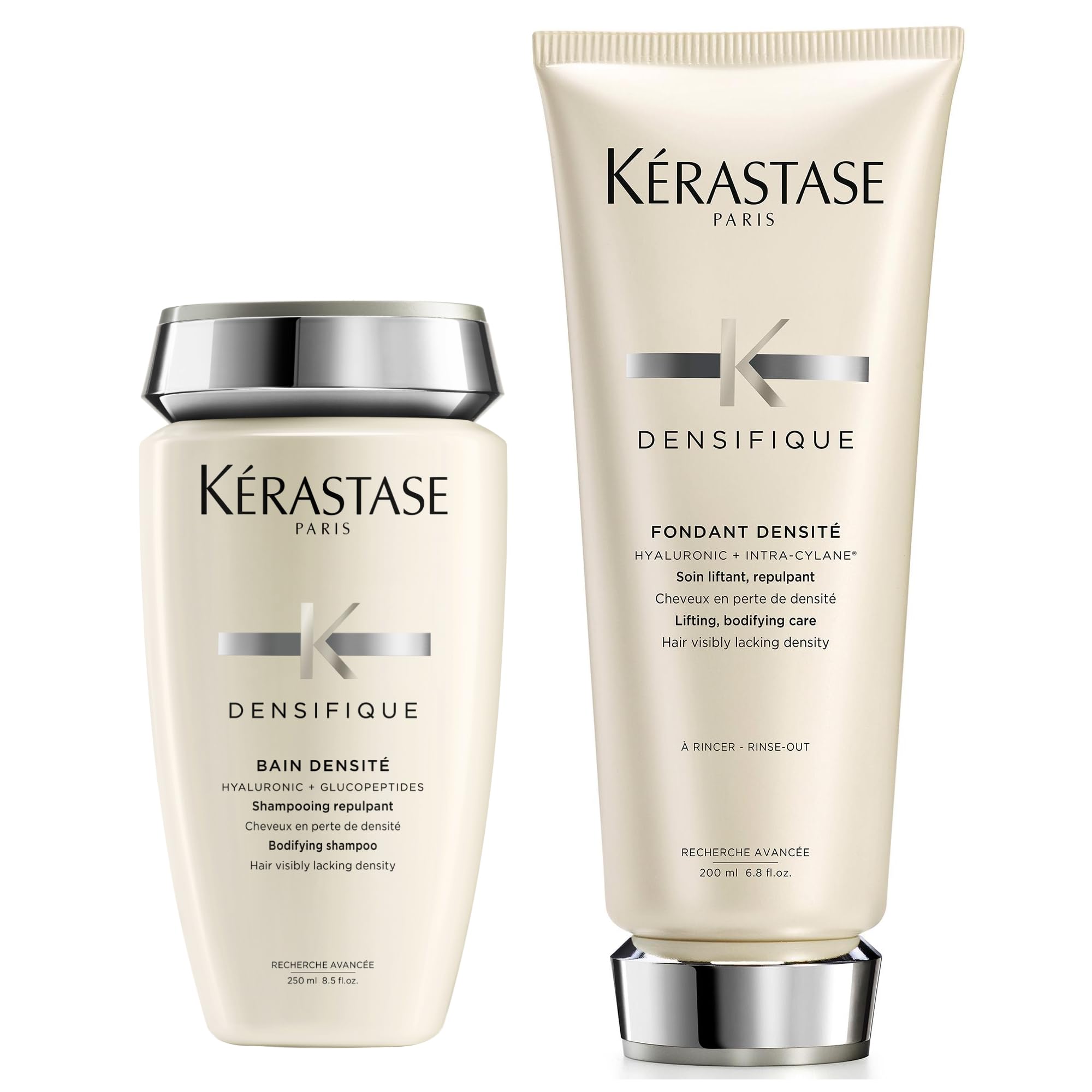 Kerastase Duo Densifique Shampoo and Conditioner Set, Thickening and Volumising for Fine Hair, With Hyaluronic Acid, Bain Densité, 250ml & Fondant Densité, 200ml
