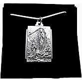 Our Lady of Lourdes Necklace, 18" Stainless Steel Snake Chain, (St Bernadette on Reverse), Confirmation, Patron Saint Necklace