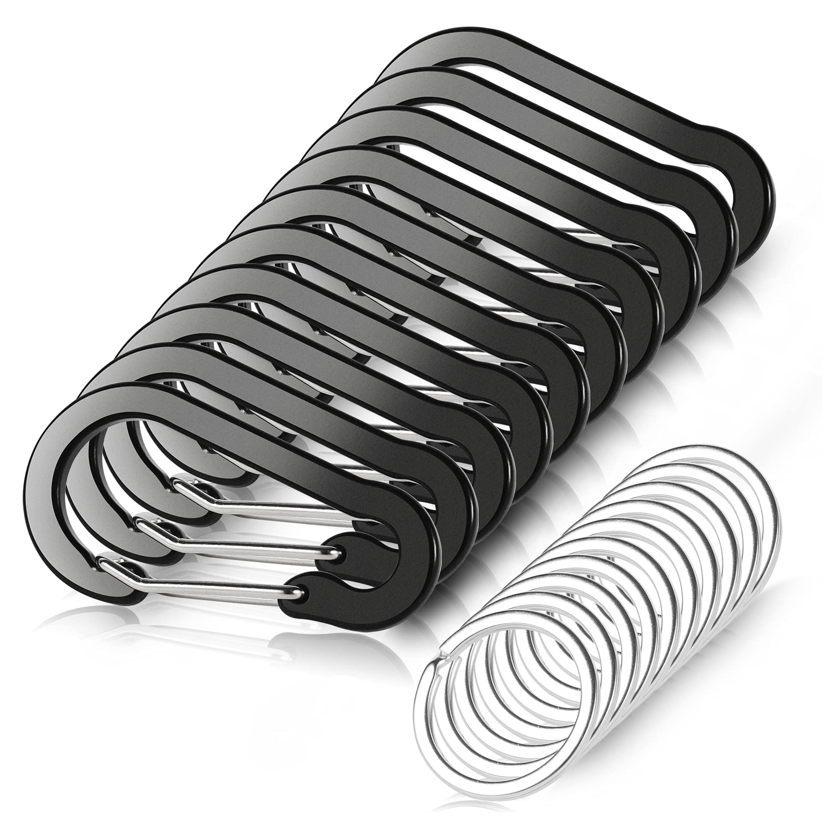 Photo 1 of 10 PCS Mini Carabiner Clips with Key Rings Aluminum D Shape Locking Carabine Keychain for Camping Traveling Hiking Keychains Keyring Outdoor