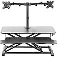 VIVO Height Adjustable 32 inch Standing Desk Converter with Dual 13 to 30 inch Monitor Stand, Sit Stand Monitor Mount and Desk Riser, Black, DESK-V000K-M2