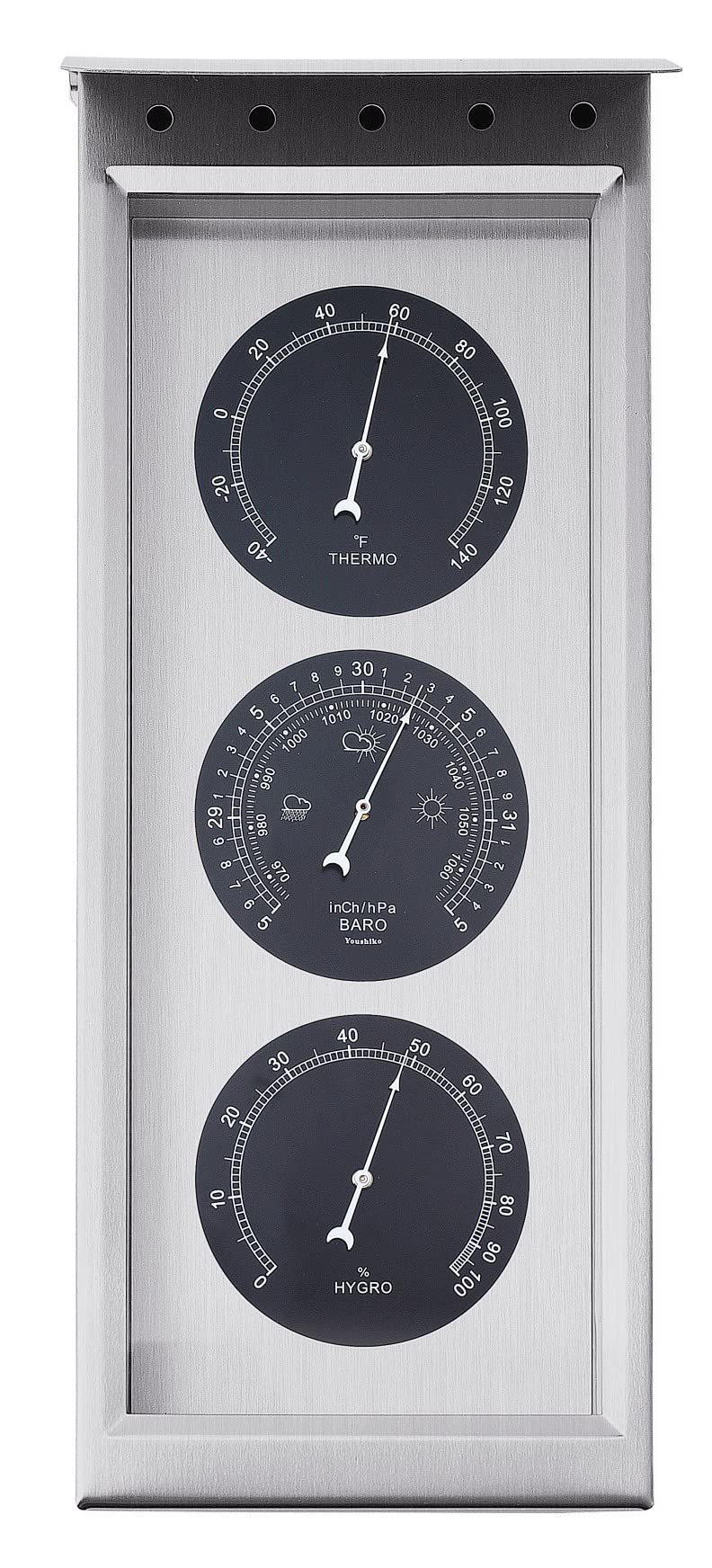 Youshiko 3 in 1 (Latest 2026 Version) Weather Station for Indoor and Outdoor use, Barometer Thermometer Hygrometer with stainless steel frame (Black)