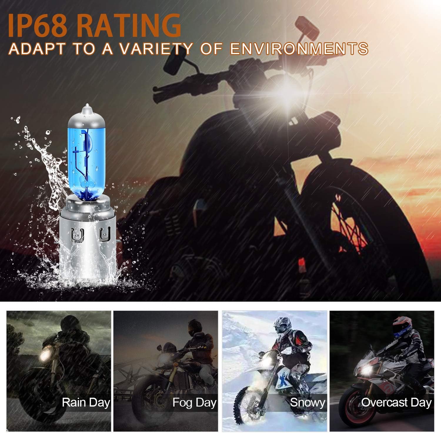 WinPower Ba20d S2 35/35W 12V Motorcycle Bulb Halogen Headlamp 5000K Warm White Super Bright Hi/Lo Dual Headlight Lamp Light, 2 Pieces - Image 5