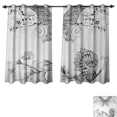 Amazon Com Anzhouqux Black And White Blackout Curtains Panels For