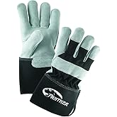 Galeton 2135-XL Panther Select Leather Palm Gloves, Gauntlet Cuff (4.5"), X-Large, Black/Gray (Pack of 12)