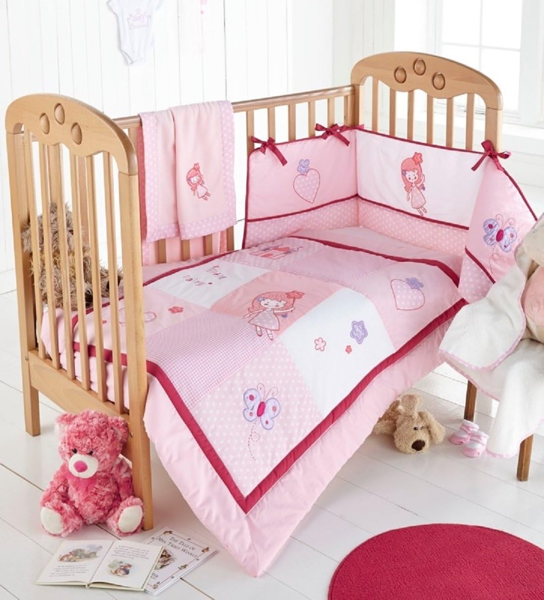 pink cot bumper set