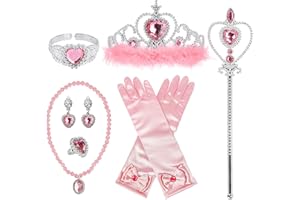 BIBUTY Princess Dress Up Accessories Princess Gloves, 7pcs Dress Up Set for Toddler Girls