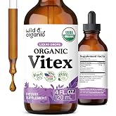 USDA Organic Vitex Tincture - Mood &amp; Perimenopause Support - 4 fl oz | Mood Support - Vitex Chasteberry Supplement for Women - Liquid Chaste Tree Berry Extract - No Sugar &amp; Alcohol-Free Herb Drops