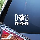 BKS Dog Mom Paw Vinyl Decal Sticker 4" | Cars Trucks Vans SUVs Walls Cups Laptops | 5 Inch | White
