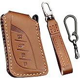 Aoocar 2018-2025 Leather Key Fob Cover, Compatible with Lexus ES LS LC RX NX LX TX GX Series etc, No Screw Design Key Holder Protector (Brown)