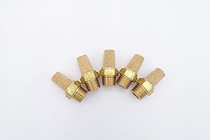 IVLPHA Pneumatic Air Muffler, Sintered Bronze Brass Muffler Filter 1/8" Male NPT Pneumatic Noise Reduce Air Solenoid Valve Silencer Fitting (Pack of 5)