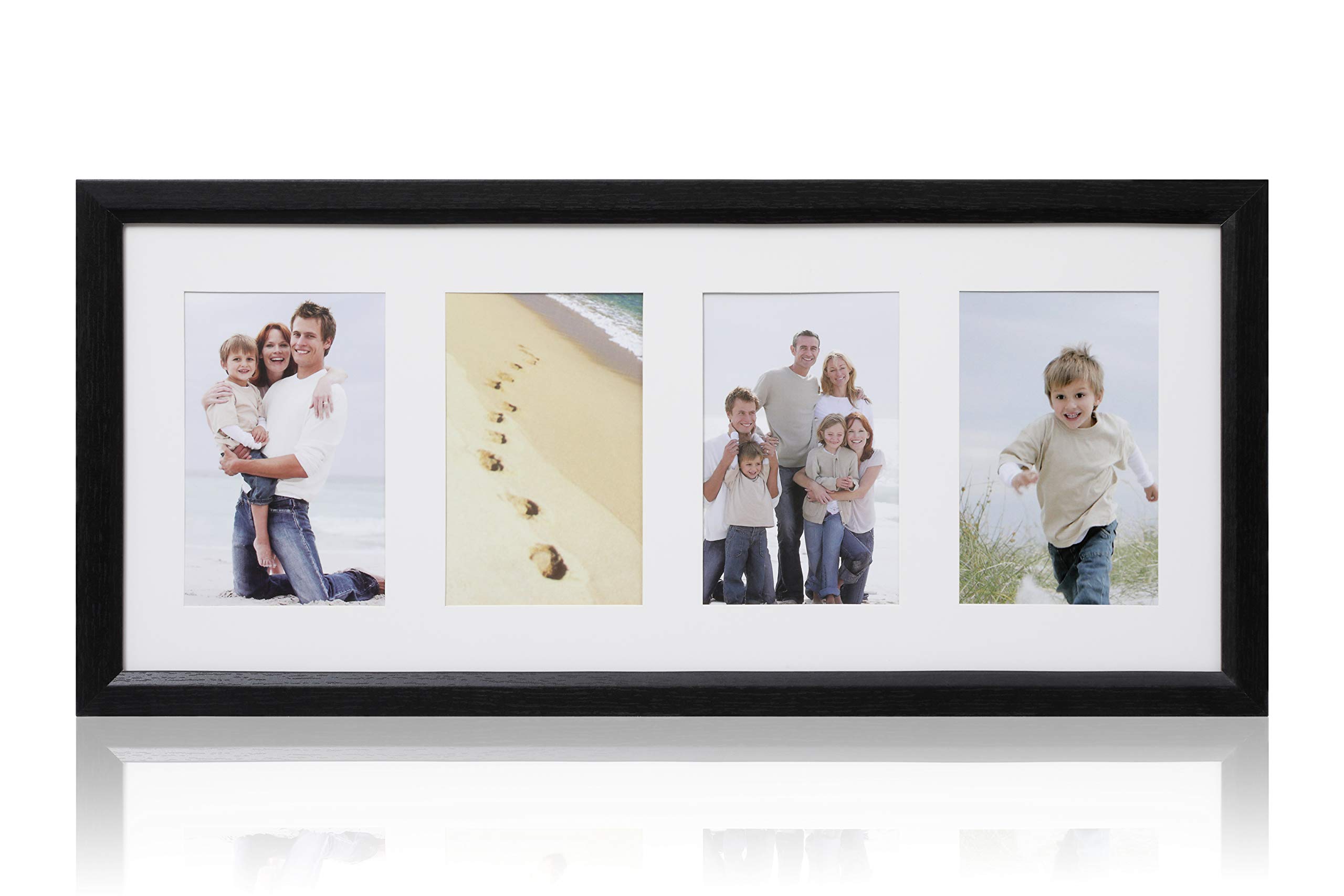 ARPAN CL-1016BK4 MDF 4, Multi Aperture Modern Photo Picture Frame with Mount (Black)