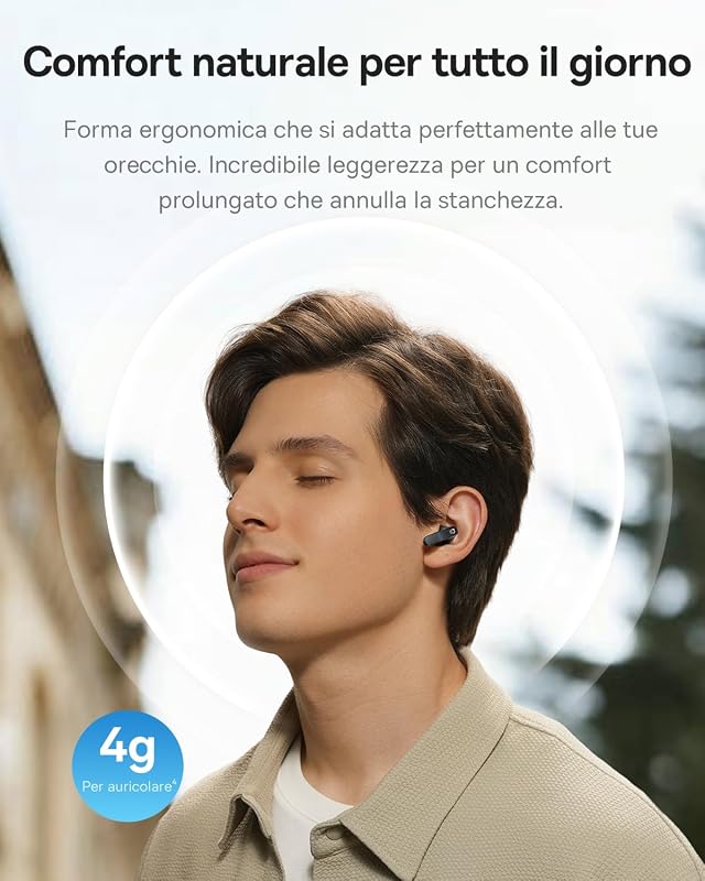BS1 NC Cuffie Bluetooth Semi In Ear, Auricolari Bluetooth 6.0 Cancellazione Rumore, Cuffie In Ear con ANC, Driver 13 mm, Cuffiette Bluetooth con Hi-Res & LDAC, 6-Mic AI, IP55, 40 Ore
