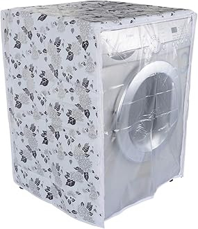Classic® Front Load Washing Machine Cover Suitable for LG 5.5 Kg, 6 Kg, 6.5 Kg (50cmsX63cmsX81cms, Half White & Grey)