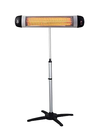 Suntec 13652 Terrassen-Heizstrahler Heat Ray Carbon 3000 Outdoor mit Teleskopstandfuß, schwarz-silber