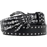 Manfnee Studded Belt Metal Punk Rock Rivet Belts for Men Women Leather Belt Belts for Jeans Pants