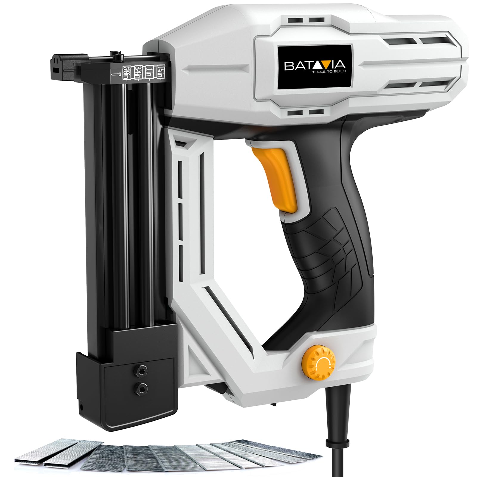 Photo 1 of Electric Nail Gun, Batavia 2-in-1 Staple Gun Brad Nailer 18 Gauge for Heavy Duty, 120V Stapler Gun for Upholstery, Carpentry, DIY, 3/4'' Narrow Crown Staples 200pcs and Nails 800pcs Included