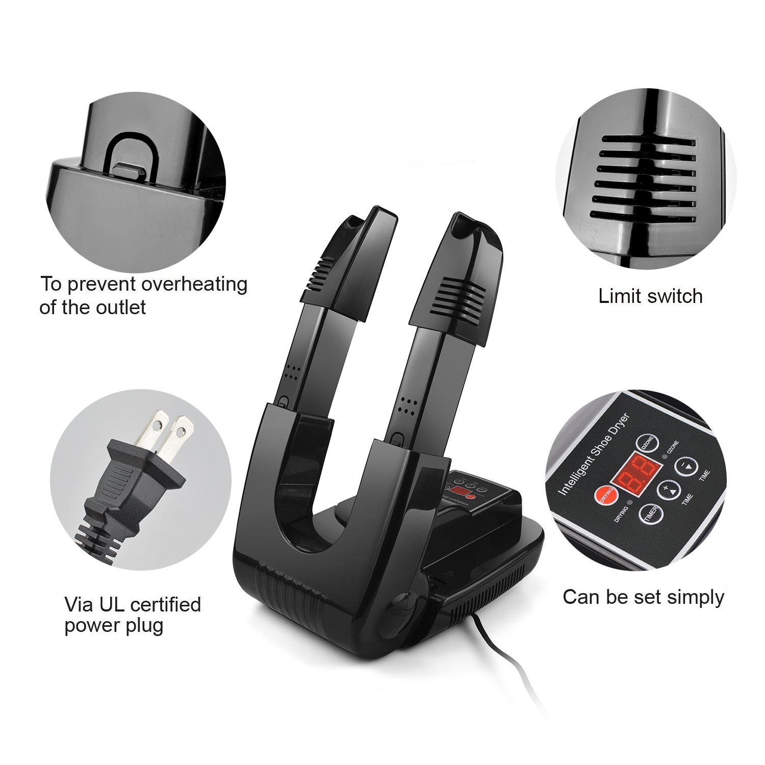 Shoe Dryer, YeaDing Boot Glove Foldable Dryer Electronic Intelligent Warmer Preventing Odor Mold Bacteria