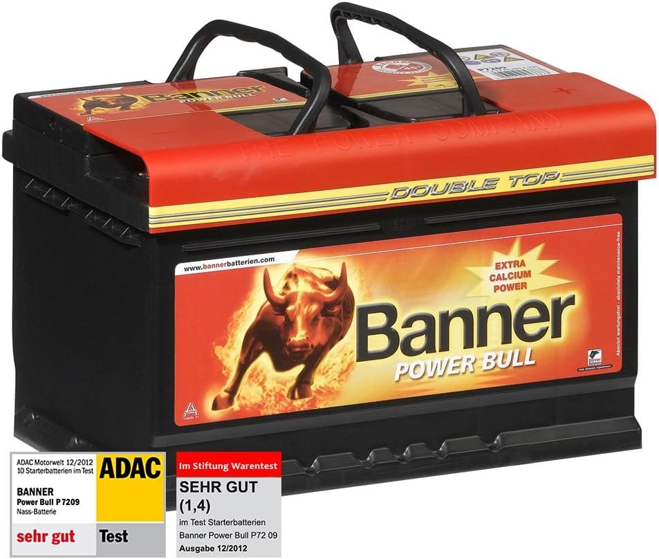 Banner Power Bull Car Battery 12 V 72Ah 660 A P7209: Amazon.it: Auto e Moto