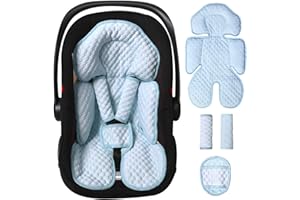 BORYOKUN Infant Car Seat Insert, Reversible Baby Carseat Cushion 2-in-1 for Newborns Toddlers Head & Body Support Pad for Carseats, Strollers, Swings, Bouncers