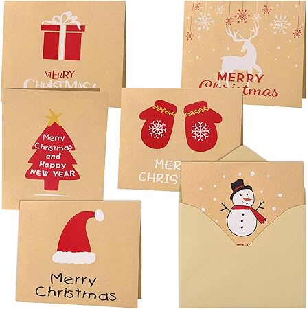 Immagini Biglietti Natale.Fepito 30pz Buon Natale Biglietti D Auguri Biglietti Kraft Biglietti Di Auguri Con Buste E Adesivi 4 72 X 3 95 Pollici Amazon It Casa E Cucina