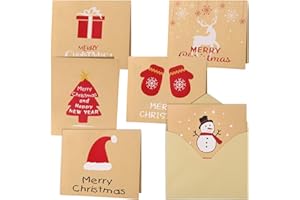 KUUQA 30Pcs Merry Christmas Greeting Cards Kraft Card Holiday Cards with Envelopes and Stickers, 4.72 x 7.87 Inches