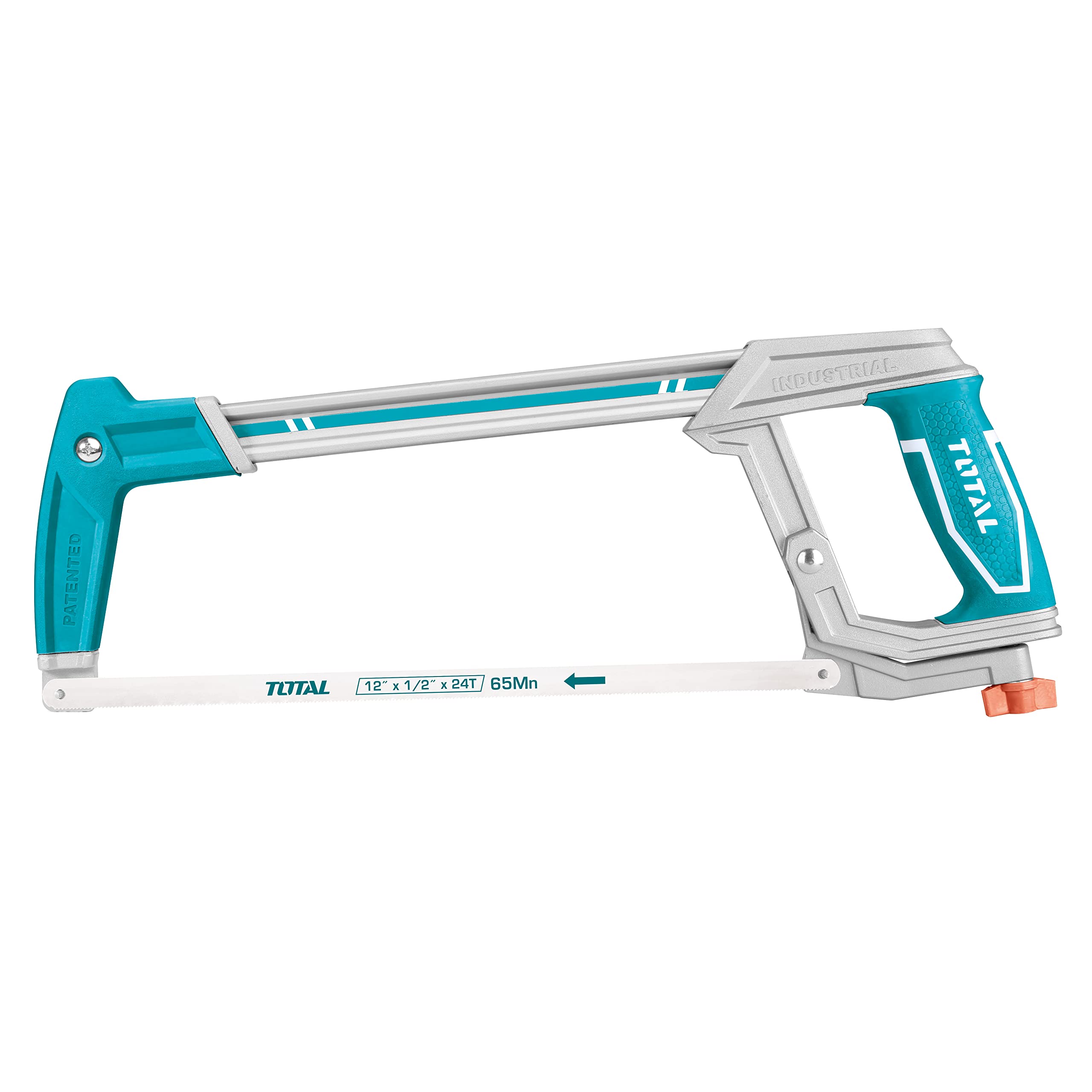 TOTAL - Bow Saw | Adjustable Tension for Metal & Wood | Ergonomic Aluminium Handle | Includes Spare Blade | Heavy Duty, Multicoloured, 200 mm, Aluminium