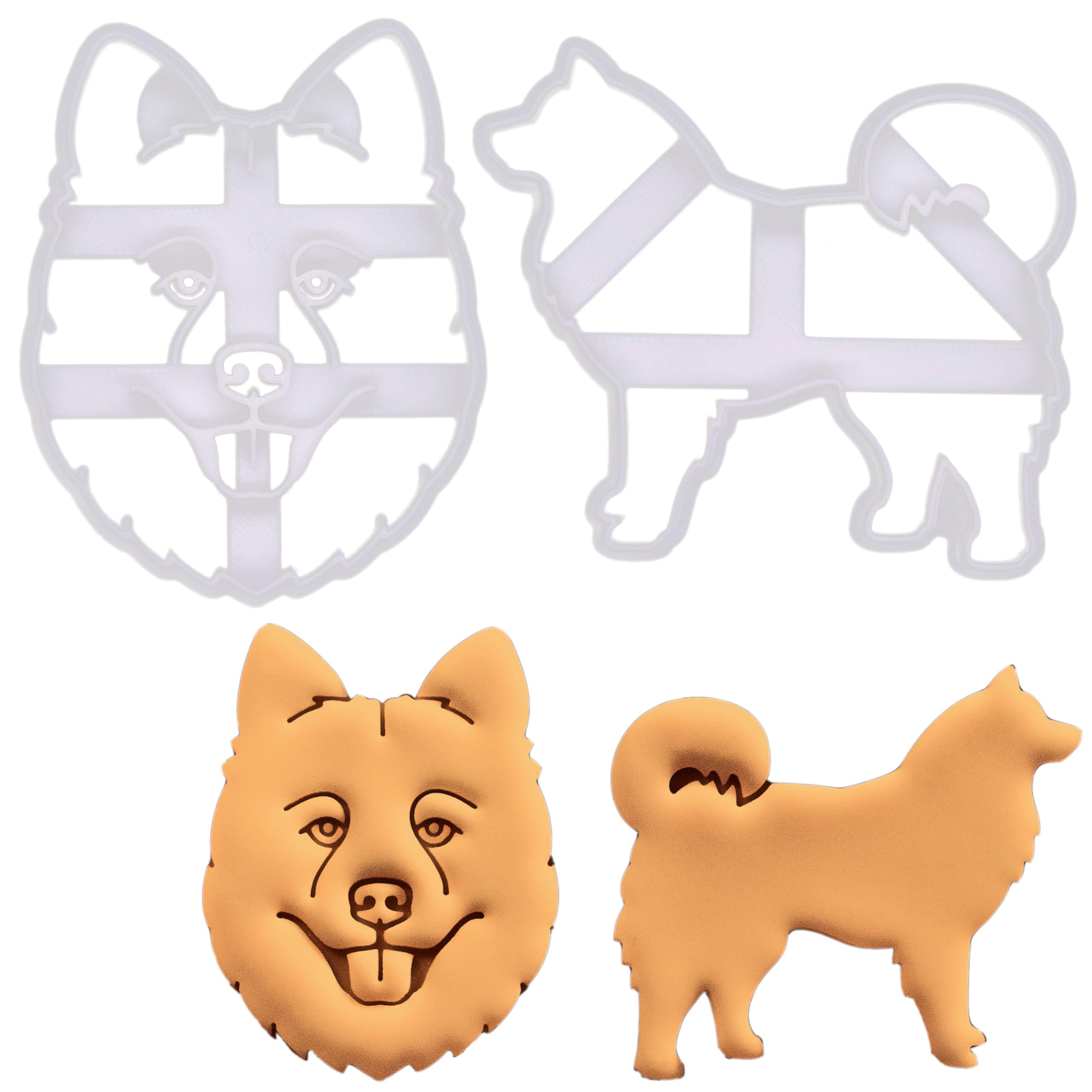 BAKERLOGY Set of 2 Eurasier Dog Cookie Cutters - Detailed Biscuit Cutter Design for Baking and Crafts, Ideal on Fondant, Dough, Clay