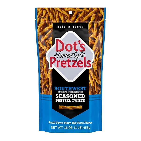 DOT’S PRETZELS SOUTHWEST SEASONED PRETZEL TWIST SNACK, 16OZ...