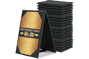 AMGSH 4" × 6" Table Tents, Leatherette PU Leather Double-Sided Menu Holders Menu A-Frame Sign Holders, 2 Side Menu Covers for Restaurant Coffee Cafe Bar Drink Dessert 20 Pack