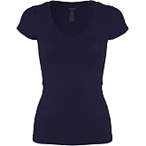Bozzolo Women's Plain Basic V Neck Short Sleeve Cotton T-Shirts
