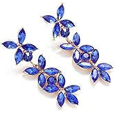 Moiegouct Rhinestone Drop Earrings Sparkly Marquise Crystal Dangle Statement Earrings for Women Wedding Prom Costume