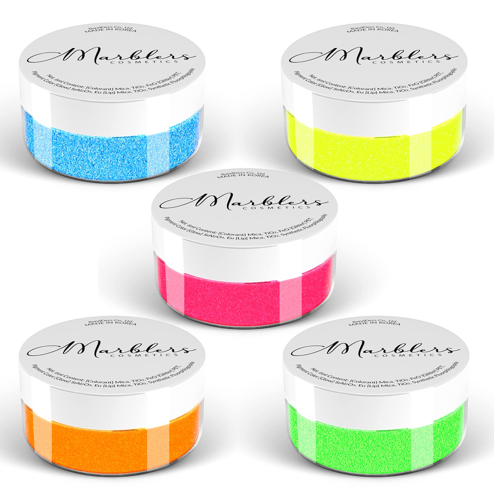 MARBLERS Cosmetic Grade Fine Glitter 5 Pack [Neon Max] 0.90oz (25g) | Non-Toxic | Vegan | Cruelty-Free | Eyeshadow, Nail Polish, Nail Art | Festival, Rave & Party Makeup | Body & Face