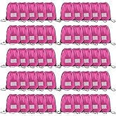 50 Pcs Drawstring Bags,Bulk Draw String Backpack, Cinch Bag Sackpack for Travel Gym Sport, Pink