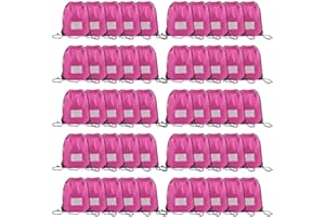 CODOBON 50 Pcs Drawstring Bags,Bulk Draw String Backpack, Cinch Bag Sackpack for Travel Gym Sport, Pink