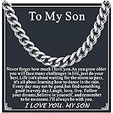 Supcare To My Son Man Husband Dad Boyfriend Love Grandson Always Remember Necklace Gifts for Birthday Graduation Anniversary Durable 6mm/7mm Non Tarnish Stainless Steel Miami Cuban Link Chain 20 Inch