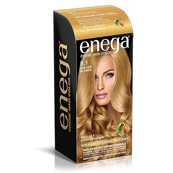 Prem Green Enega Cream Hair Color with Argan Oil and Green Tea Extract Formula Smooth Care for Your Precious Hair (Golden Blonde)