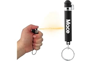 Mace Brand KeyGuard Mini Model Pepper Spray, 0.14 oz, 5 Feet Range, Max Strength 10% OC Formula, Long Lasting UV Dye, Flip Top Safety Cap, Self Defense Pepper Spray for Women & Men
