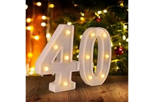 FUNSKY 40th Birthday Decorations Woman Man,Marquee Numbers for 40th Wedding Anniversary Decorations,Light up Numbers 40 Sign for Party Backdrop Wall Decor,40 Birthday Centerpieces Table Decoration