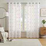 Deconovo Eyelet Faux Linen Net Curtains Embroidery Star Voile Curtains 55x102