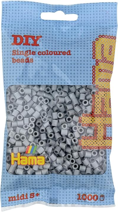 Hama Beads Midi Fuse Beads Approx 1000 Grey Mosaic Craft Kids Ages 5+ Brand New
