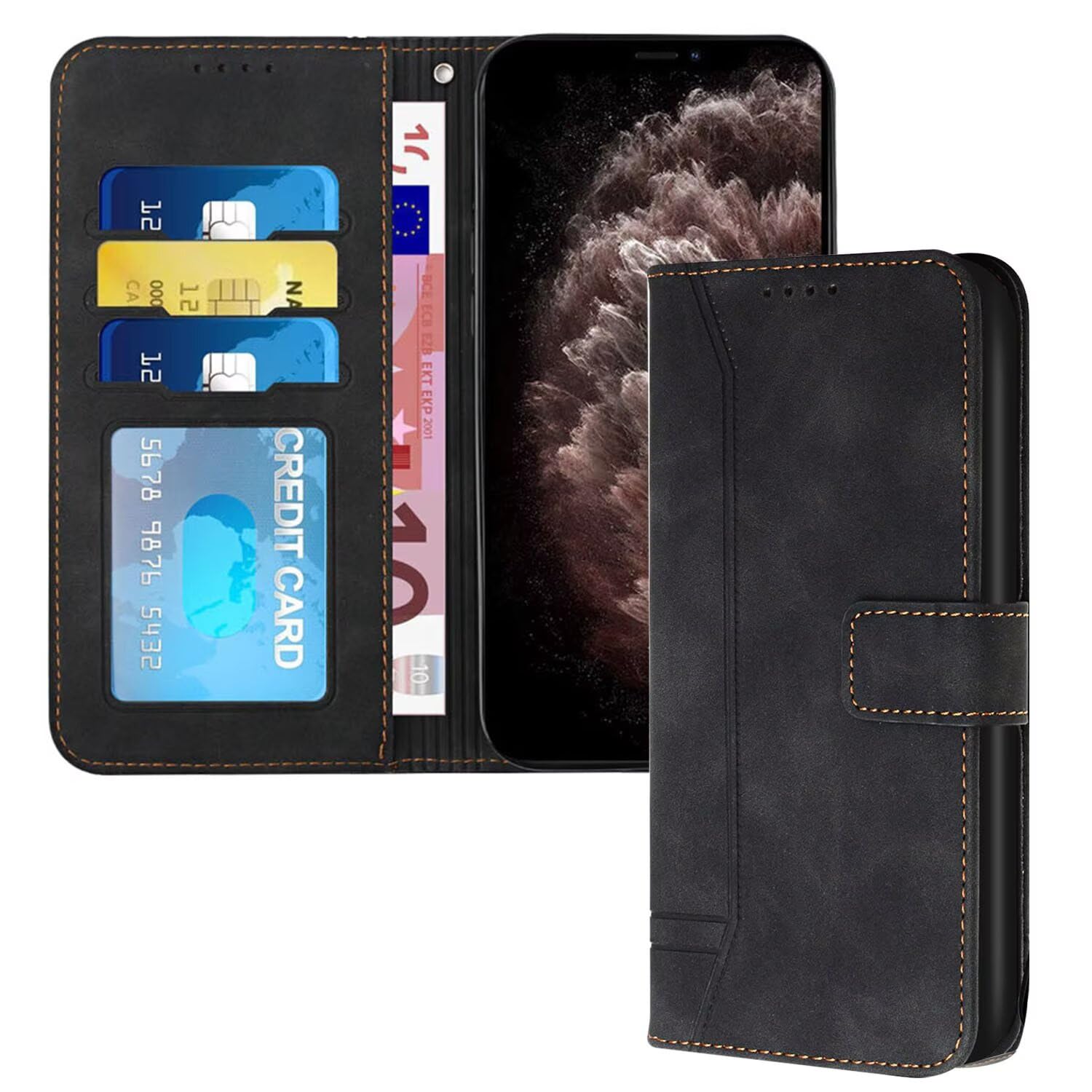 GoodcAcy for Sony Xperia 1 III Case Leather Wallet Book Flip Folio Stand View Magnetic Closure with Card Slots Cover Case Compatible with Sony Xperia 1 III (Black)