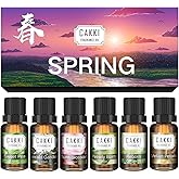 CAKKI Essential Oils for Diffusers for Home,Spring Fragrance Oils Set of 6x10ml, Sweet Pea,Emerald Gardenia,Plum Blossom,Newly Born,Reborn,Velvet Petals,Aromatherapy Oils,for Candles Making