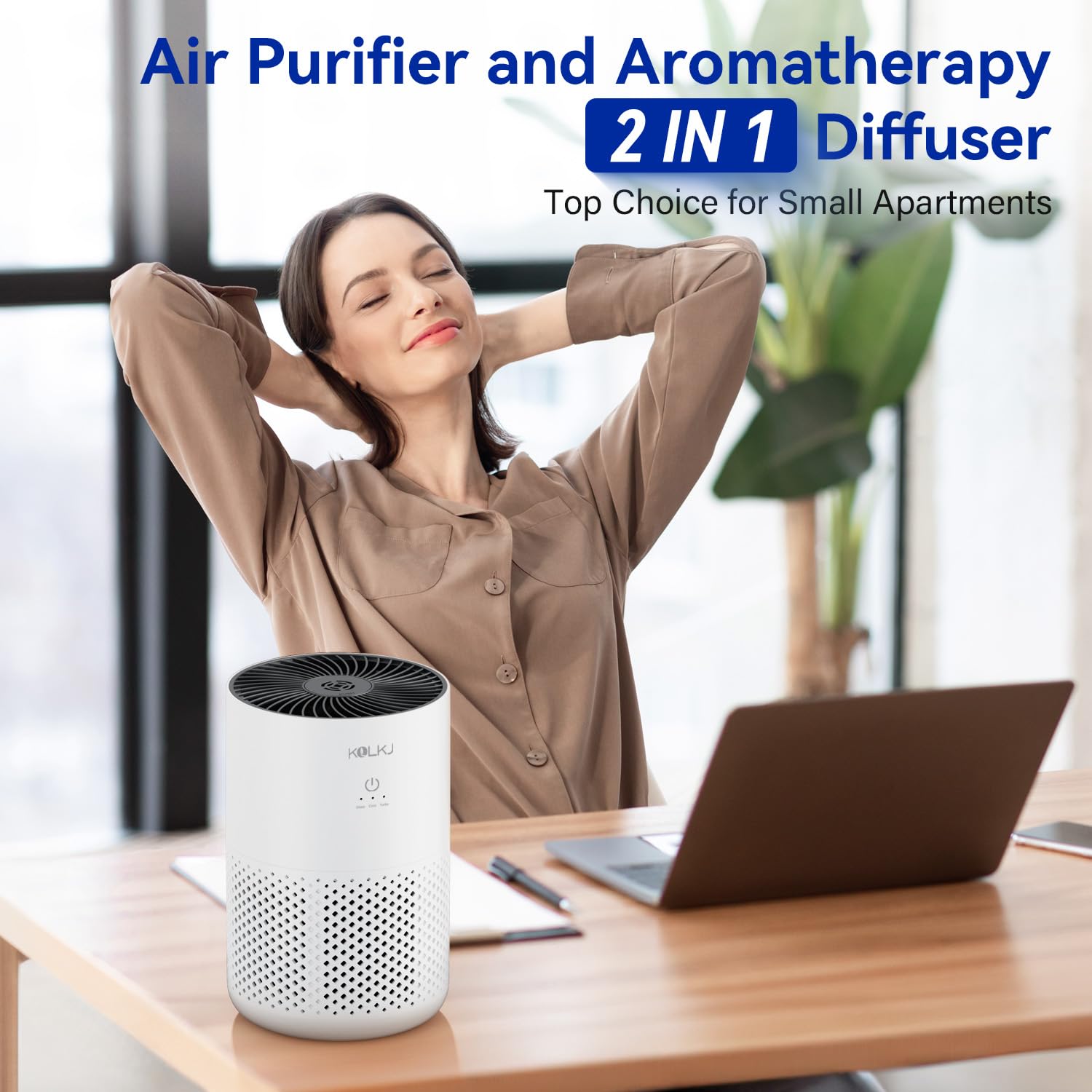 Air Purifiers for Home Bedroom,KQLKJ H13 True HEPA Air Purifier with Fragrance Sponge for Better Sleep, Pollen, Smoke, Dusts, Pets Dander, Odor, Small Air purifier for Office,Dorm Room(White)