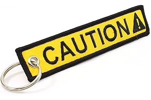 Rotary13B1 CAUTION Key Chain SAFETY Tag Yellow Black SIZE: 1in by 5in