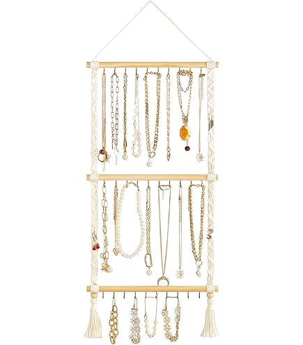 Mymazn Clear Acrylic Necklace Holder (4-Pack) - Wall Mounted Organizer With 6 Diamond Hooks - View #4