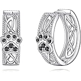VONALA Paw Print Hoop Earrings for Women 925 Sterling Silver Dog Earrings Paw Earrings Dog Jewelry 19mm