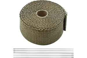 Anxingo 2"x 50' Titanium Exhaust Wrap Heat Shield Tape Roll for Motorcycle ATV Truck Auto Marine Car Fiberglass Heat Tape (1 
